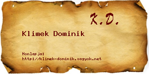 Klimek Dominik névjegykártya
